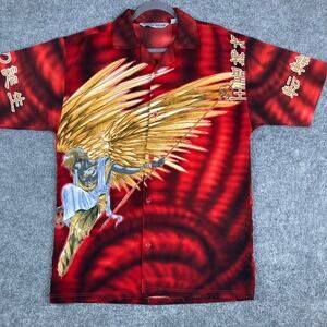 Regal Wear Shirt Mens Size M Red Graphic Button Up Angel Art Urban Streetwear